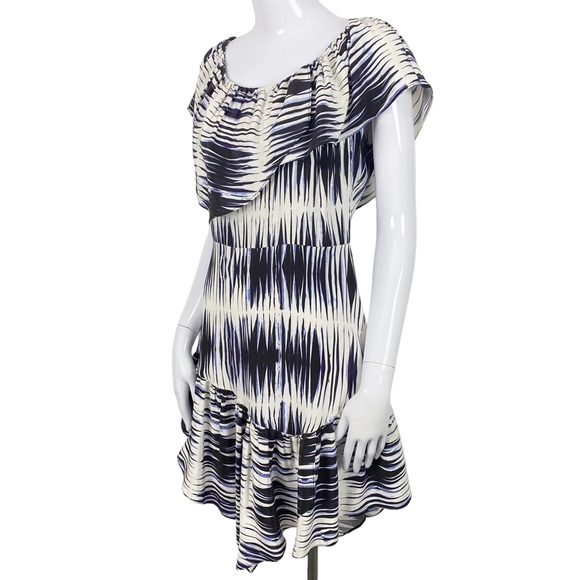 Milly Asymmetrical Ruffle Dress Striped Tye Dye 100% Silk size 6 - Picture 4 of 7